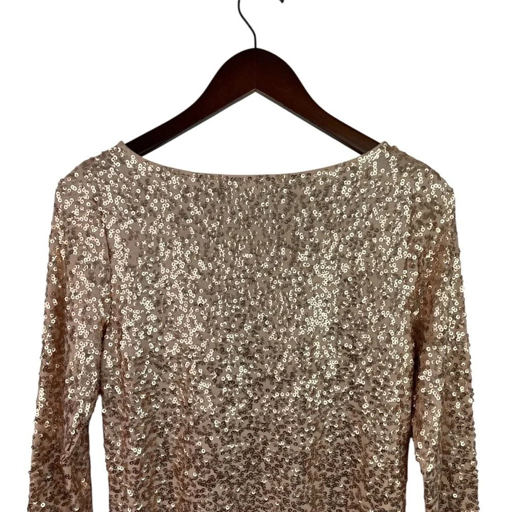 J. Crew | Rose Gold Sequin 3/4 Sleeve Dressy Top